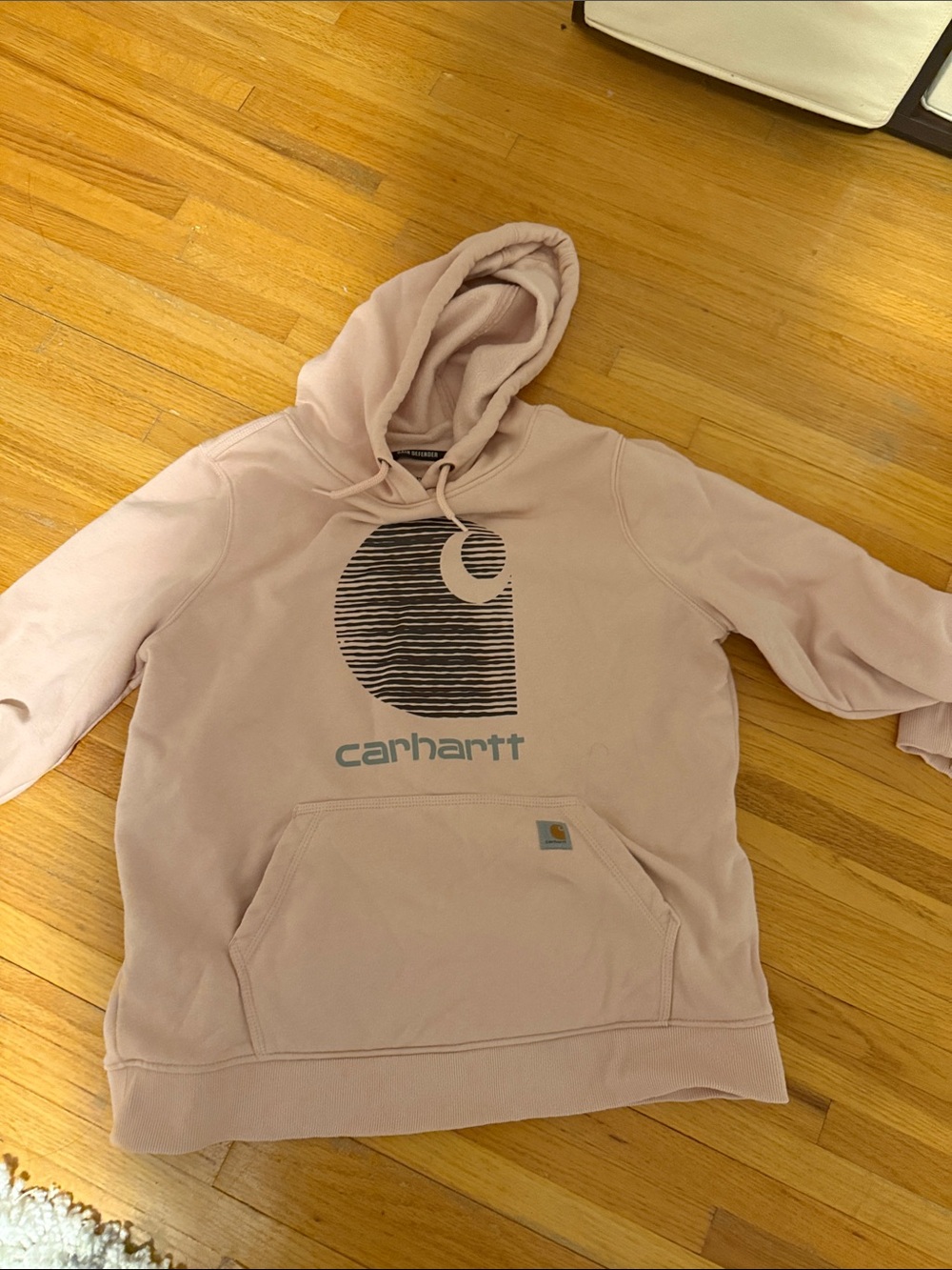 Carhartt Light Pink Graphic Logo Pullover Hoodie size XL